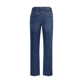 Blue Cotton Straight-Leg Jeans